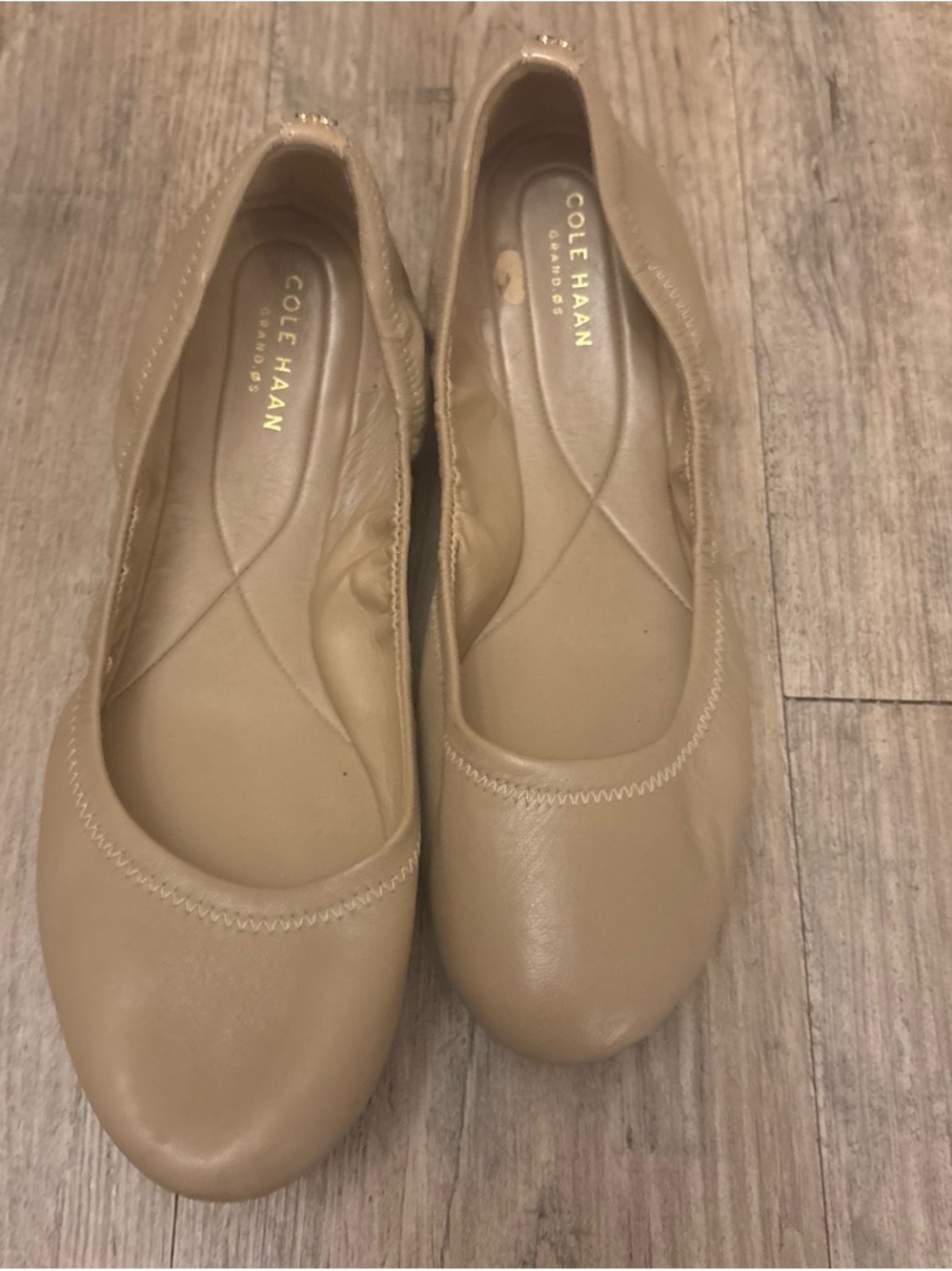 Cole Haan Beige Leather Ballet Flats